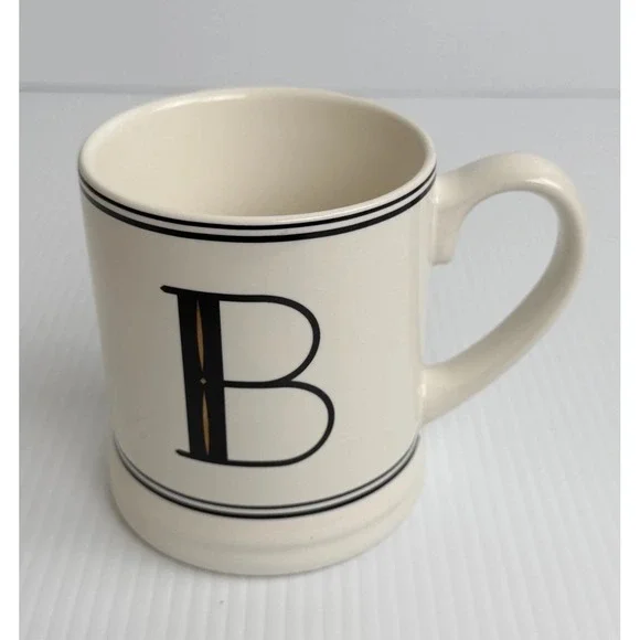 Threshold Stoneware Monogram B Coffee Mug White Black Letter - Picture 4 of 7